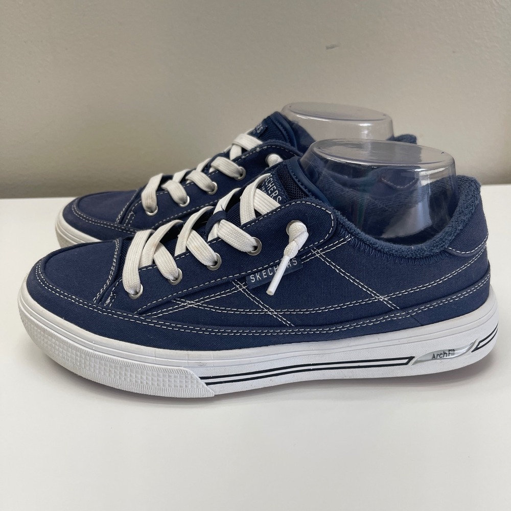 Skechers Arch Fit Arcade Arcata Women 8 Navy Blue Slip On Sneakers 177195